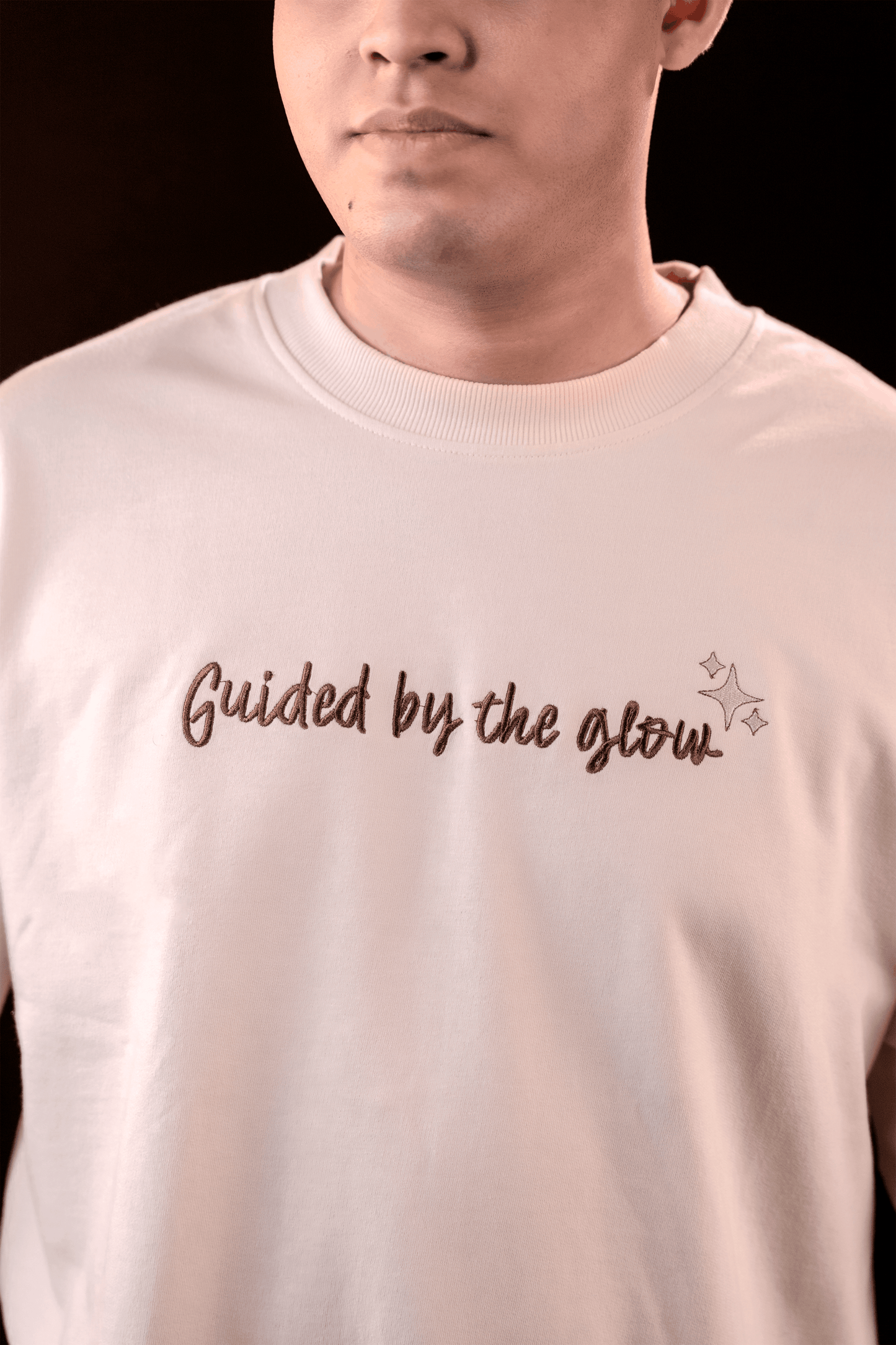 GUIDED BY THE GLOW - UNISEX OVERSIZED EMBROIDERED TEE
