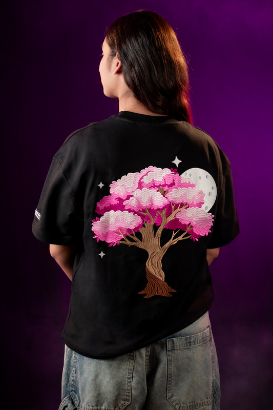NOCTURNAL BRILLIANCE -  UNISEX OVERSIZED EMBROIDERY TEE