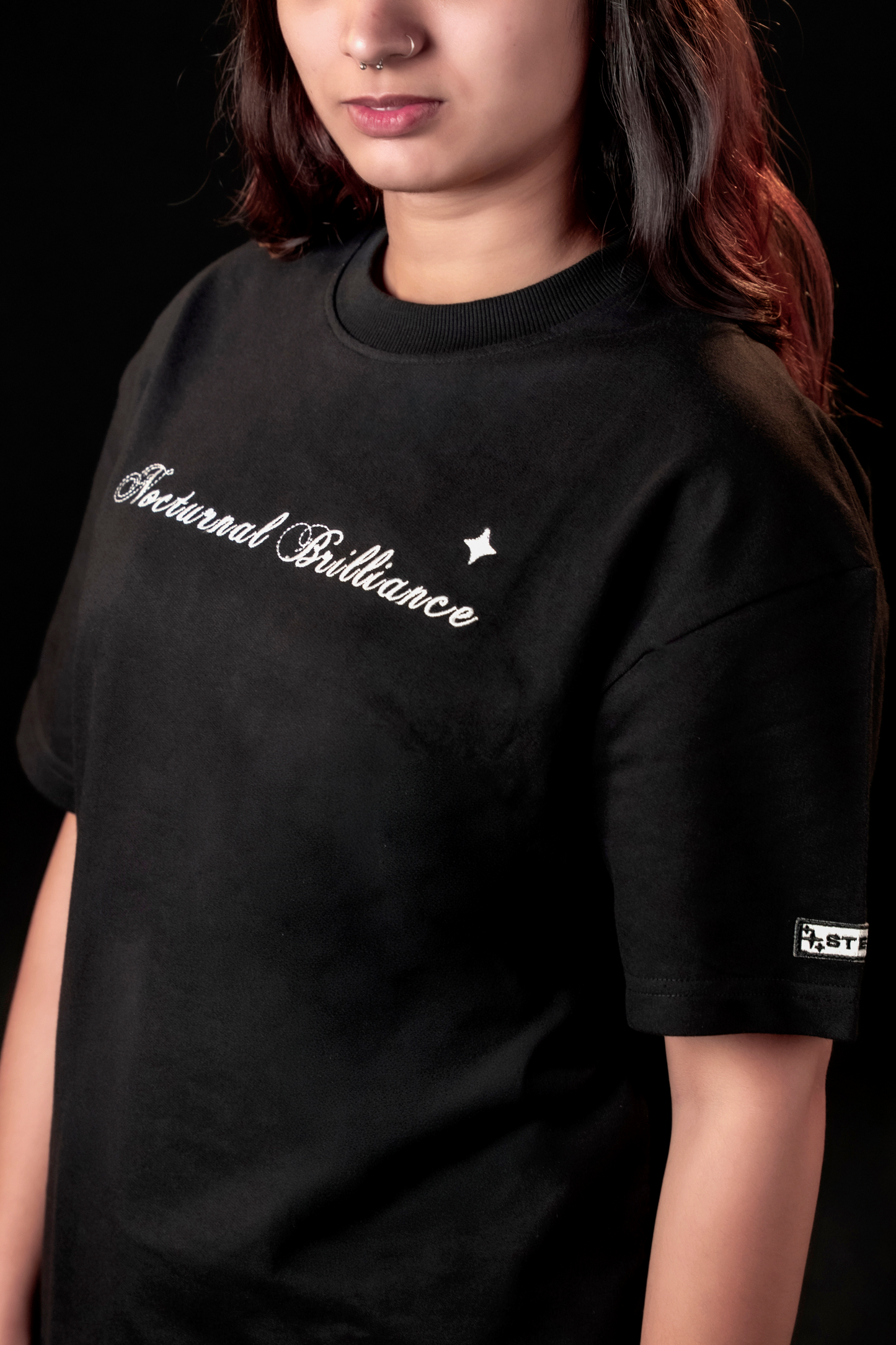 NOCTURNAL BRILLIANCE -  UNISEX OVERSIZED EMBROIDERY TEE