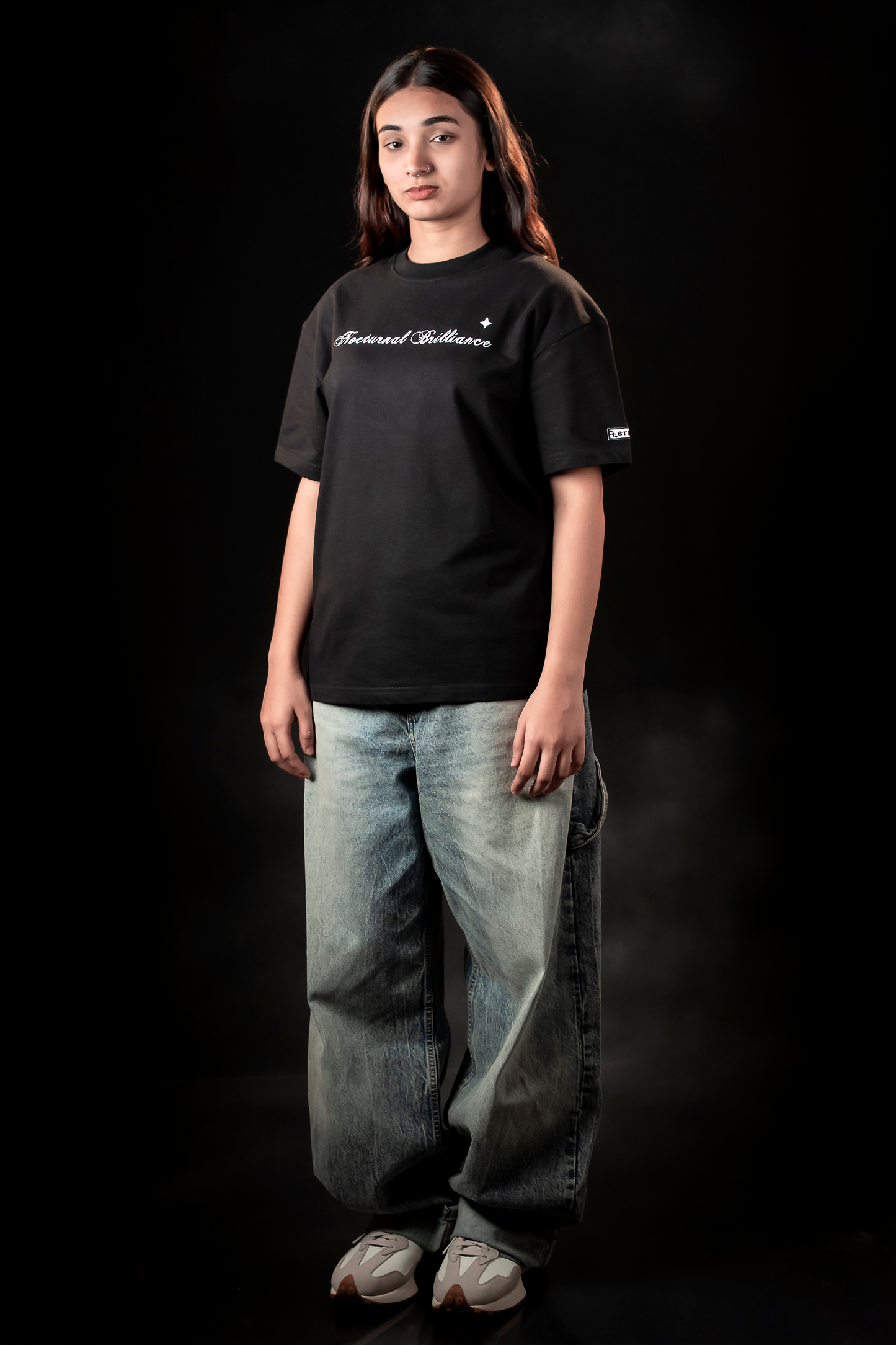 NOCTURNAL BRILLIANCE -  UNISEX OVERSIZED EMBROIDERY TEE