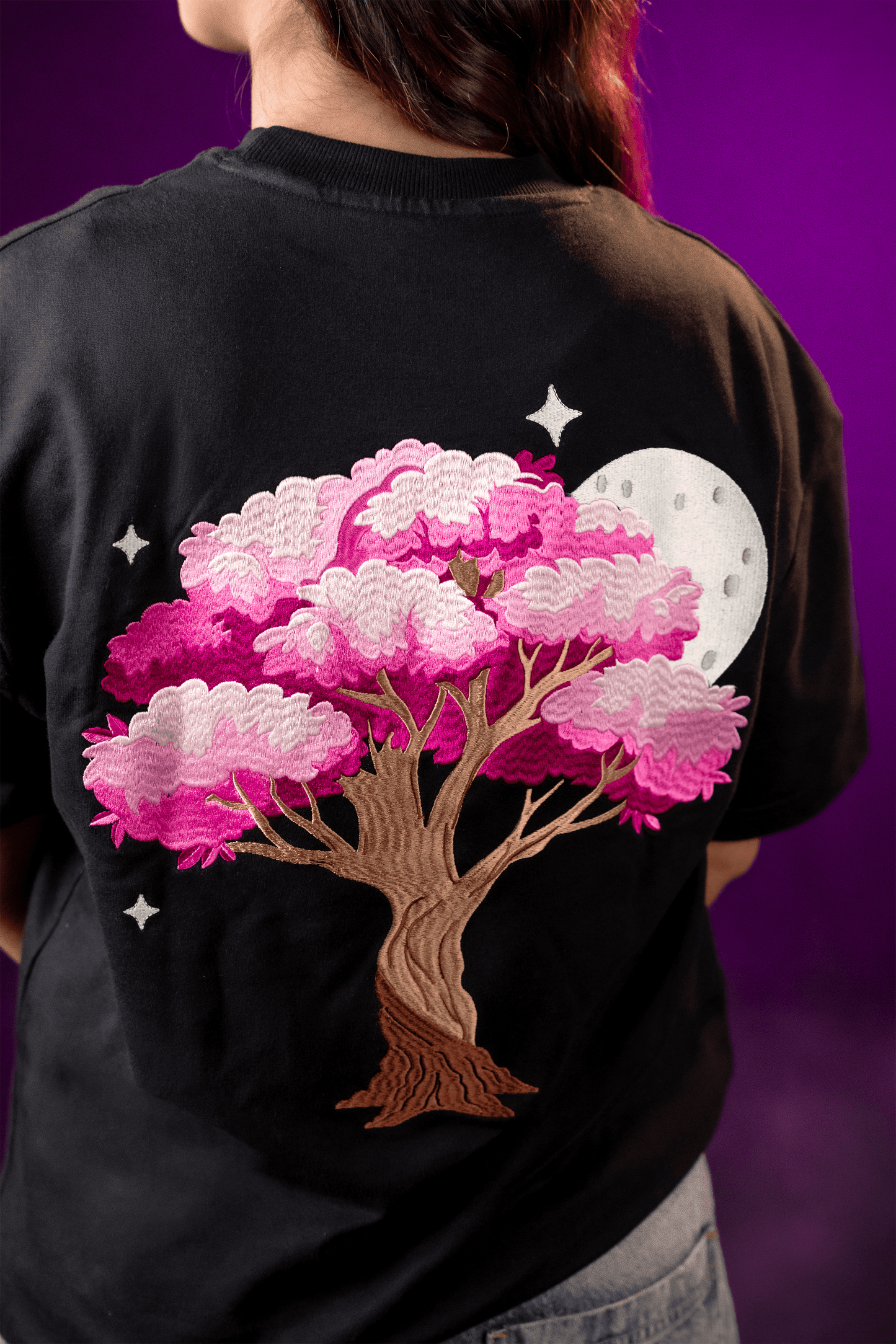 NOCTURNAL BRILLIANCE -  UNISEX OVERSIZED EMBROIDERY TEE