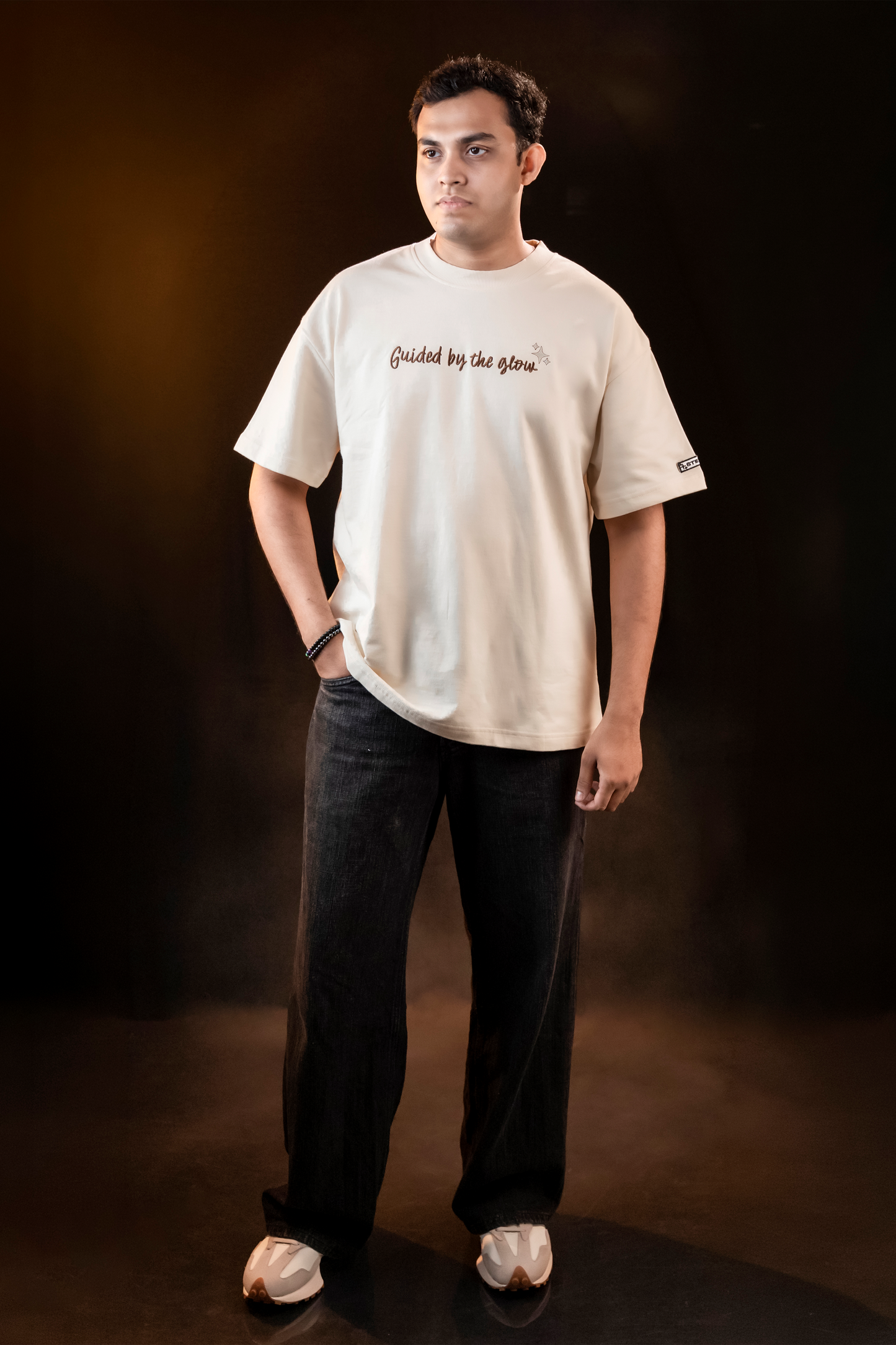 GUIDED BY THE GLOW - UNISEX OVERSIZED EMBROIDERED TEE